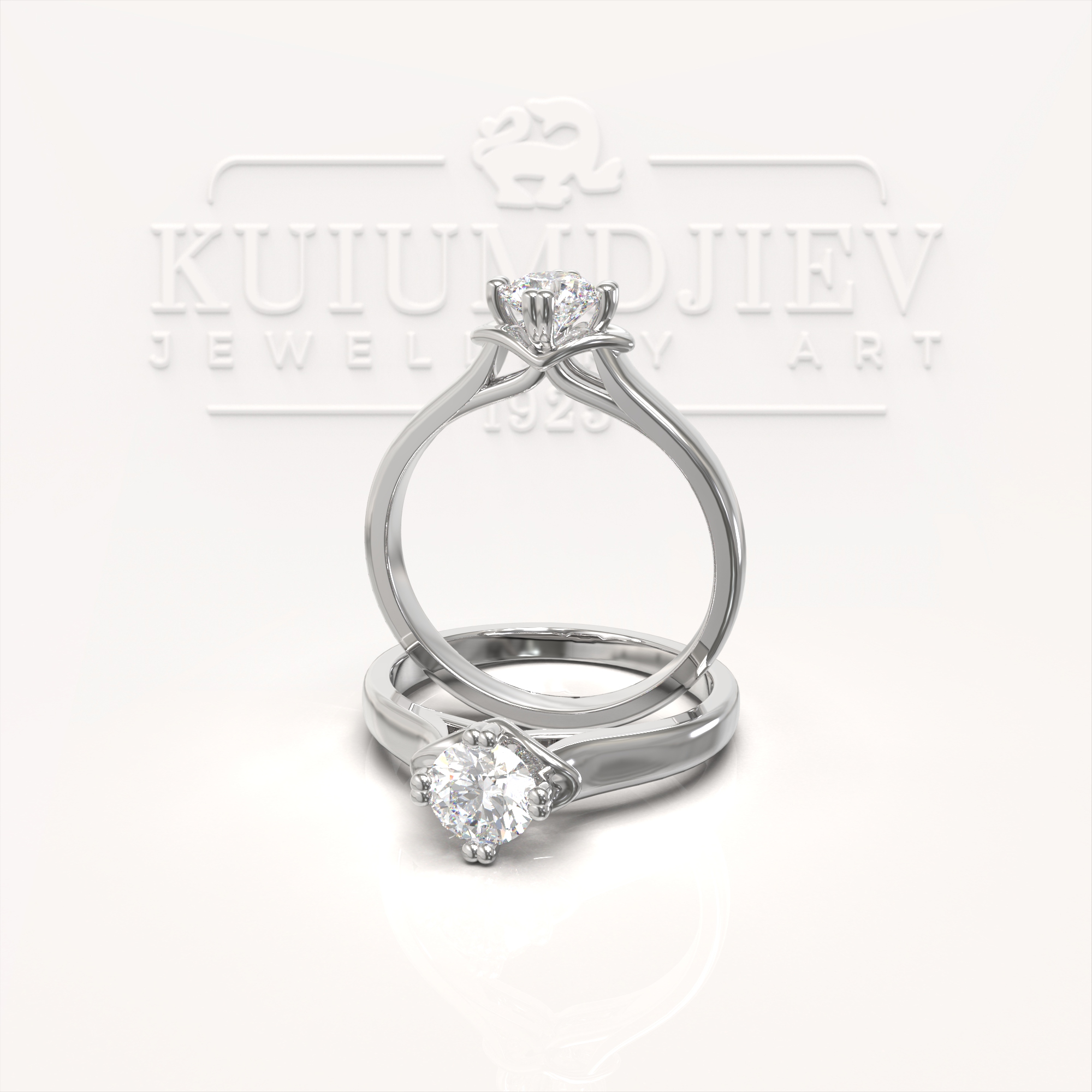 Gold Engagement Ring with a Choice of Cubic Zirconia or Diamond 5
