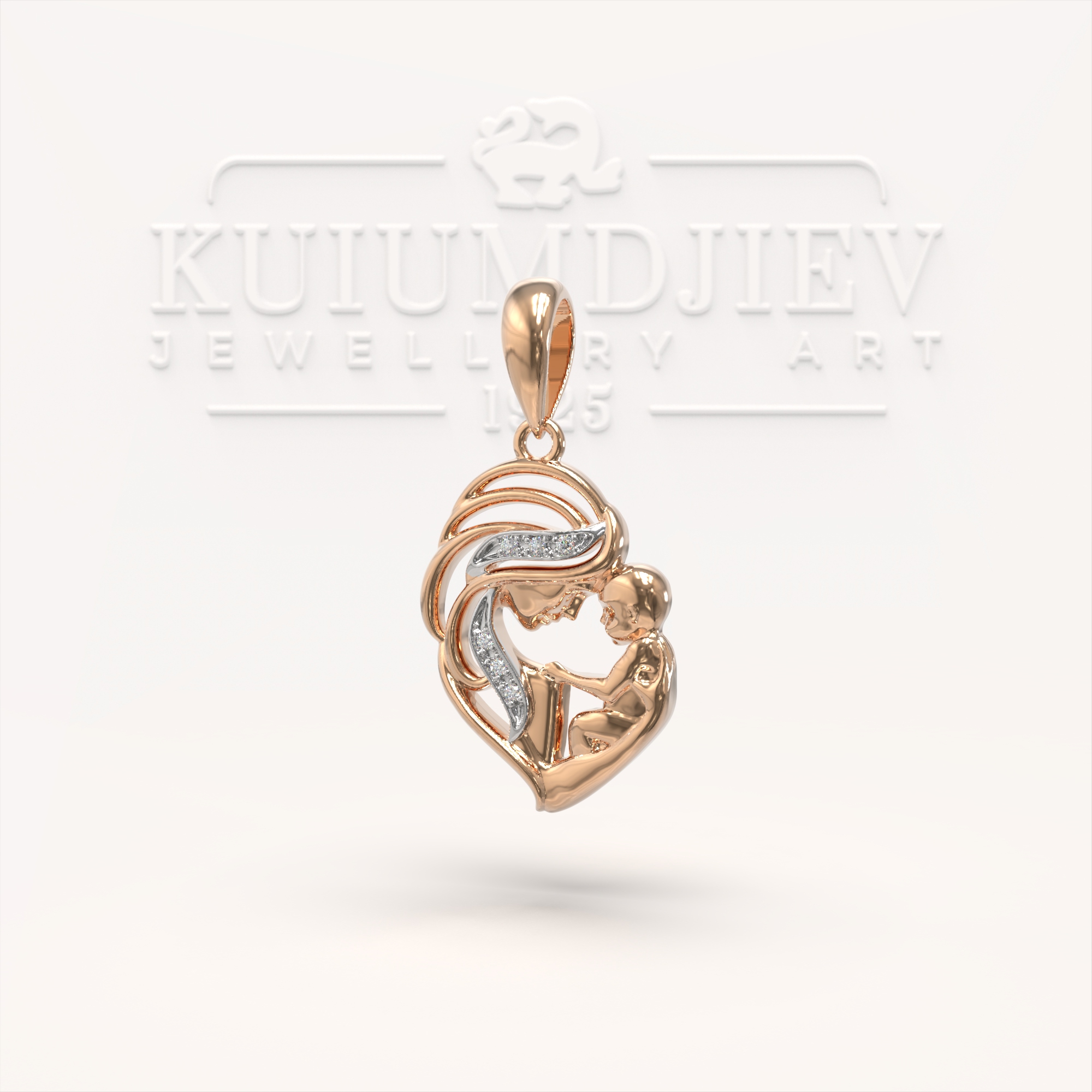 Gold Pendant Mother and Child 3