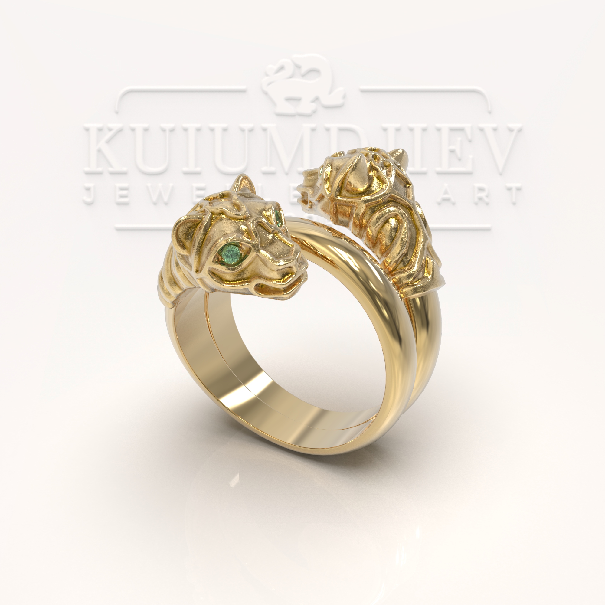 Златен пръстен с пантери - индивидуална поръчка | Kuiumdjiev Jewellery Art | Бижутерия Куюмджиев 1925 Златен пръстен с пантери - индивидуална поръчка