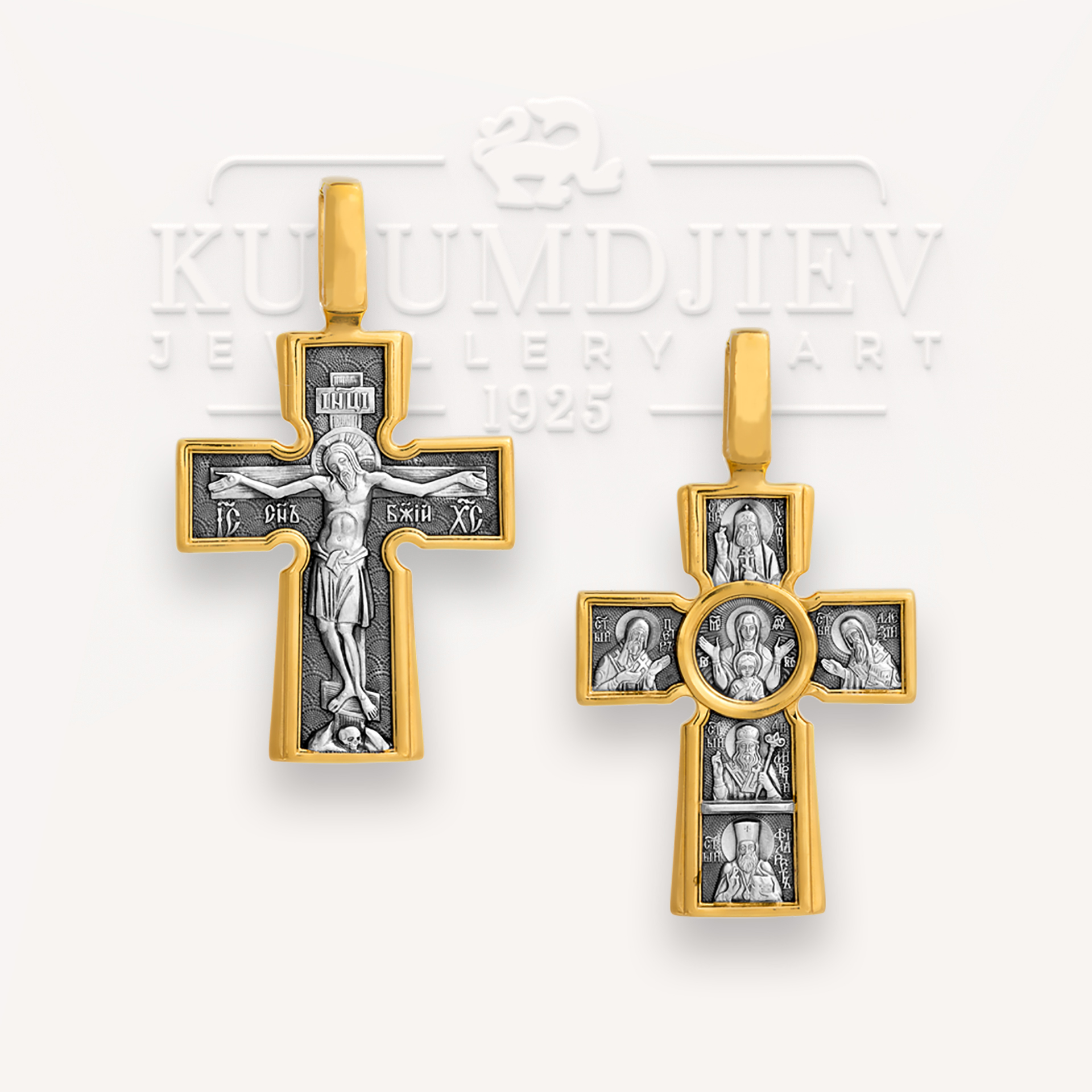 Сребърен православен кръст с позлата