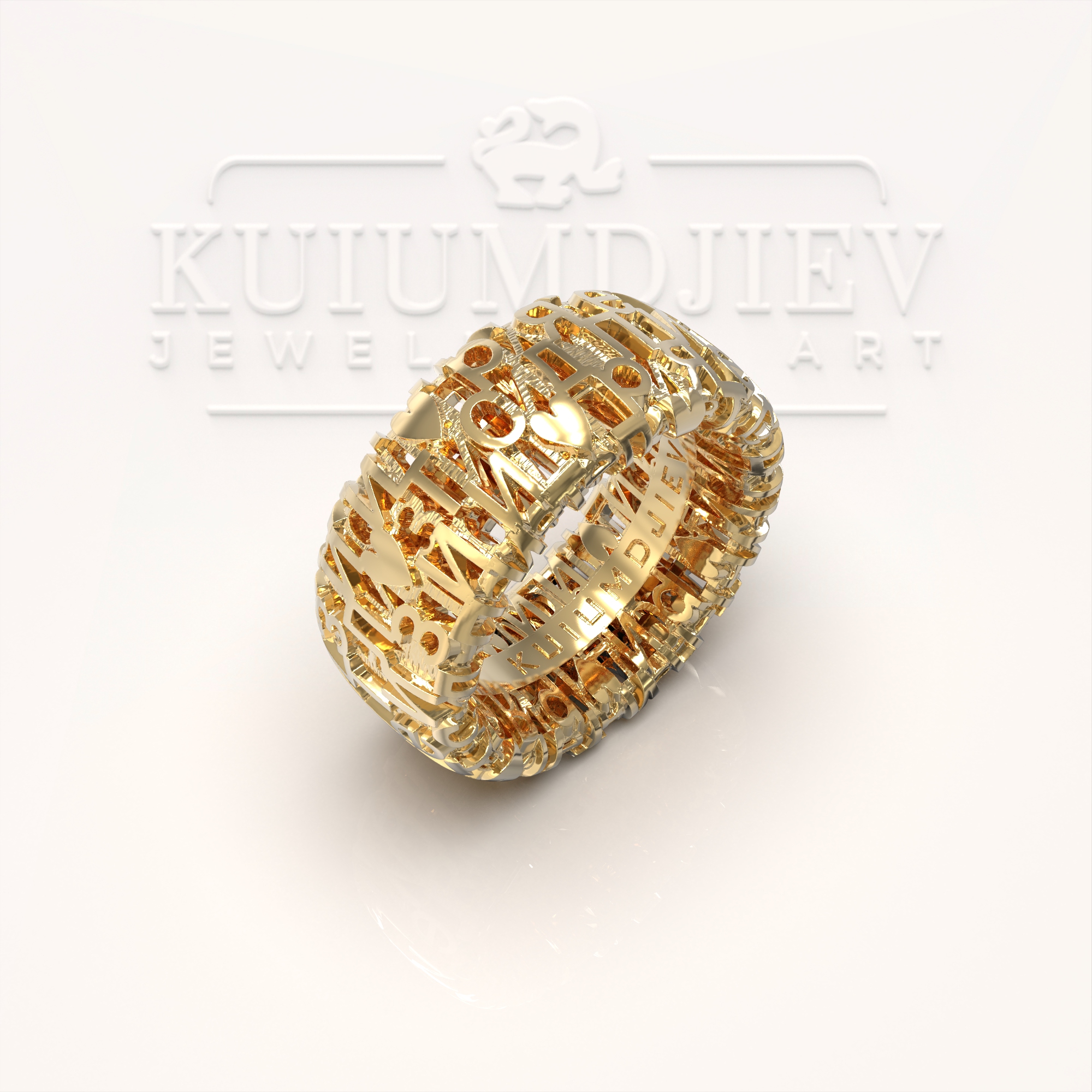 Златна халка с надписи - индивидуална поръчка | Kuiumdjiev Jewellery Art | Бижутерия Куюмджиев 1925 Златна халка с надписи - индивидуална поръчка
