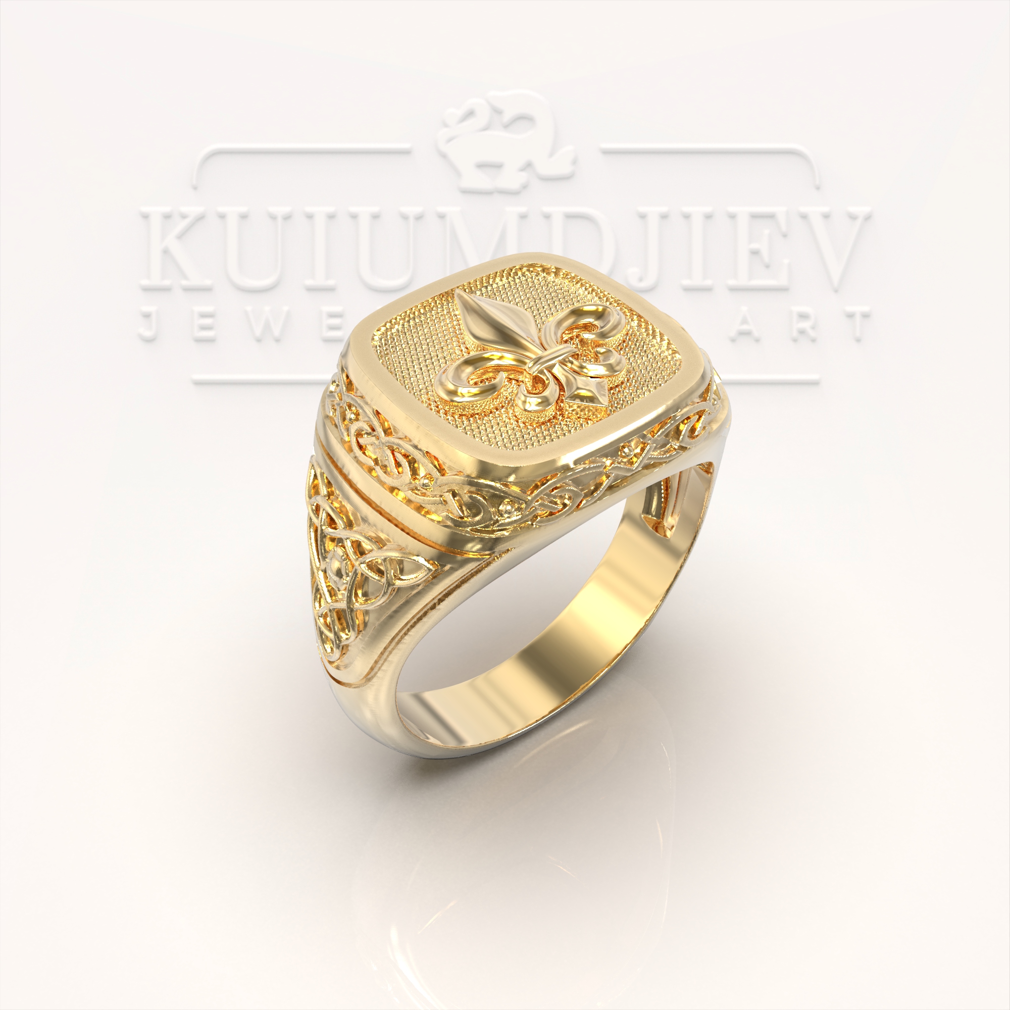 Мъжки златен пръстен с кралска лилия | Kuiumdjiev Jewellery Art | Бижутерия Куюмджиев 1925 Мъжки златен пръстен с кралска лилия