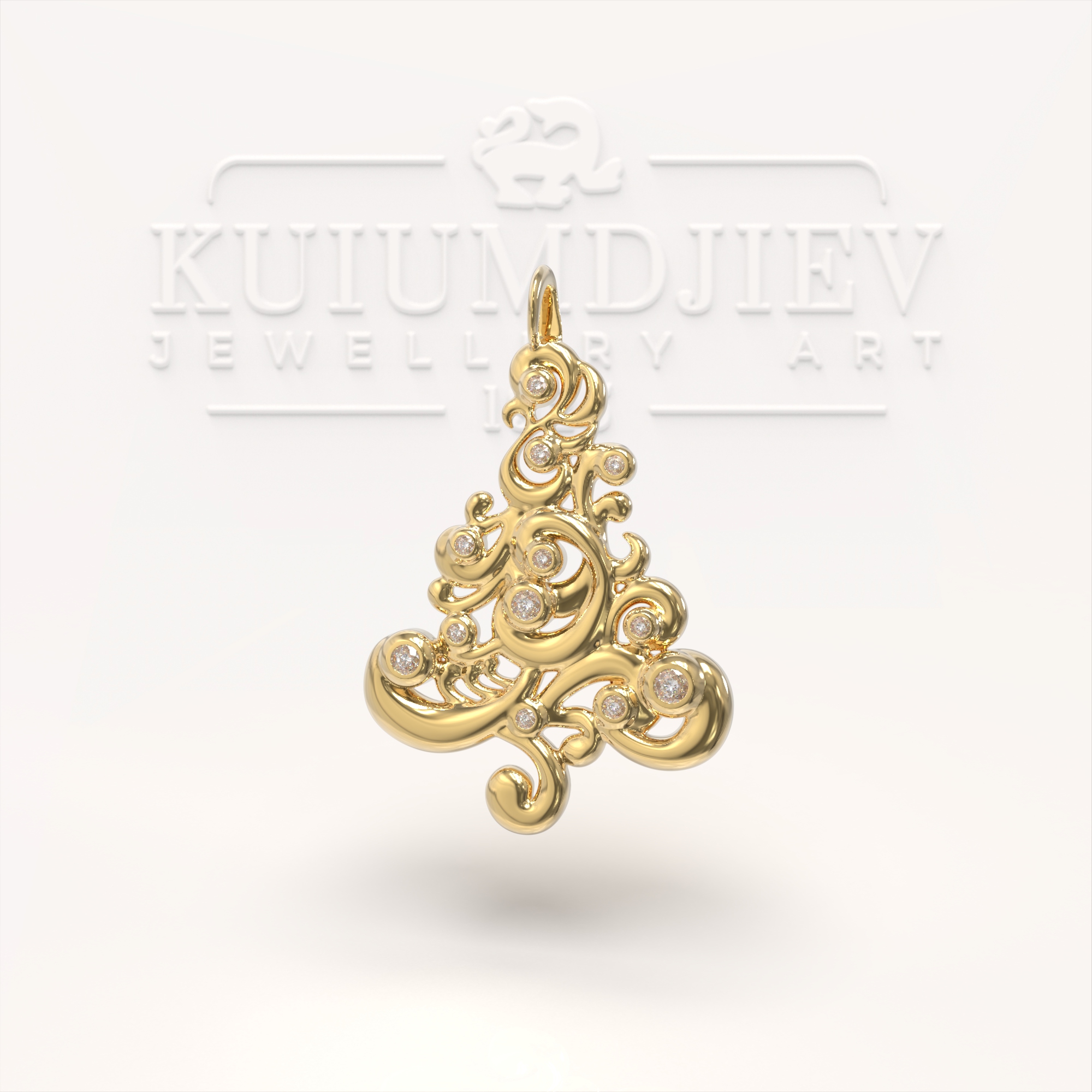 Златен медальон "Коледно елха" | Kuiumdjiev Jewellery Art | Бижутерия Куюмджиев 1925 Златен медальон "Коледно елха"