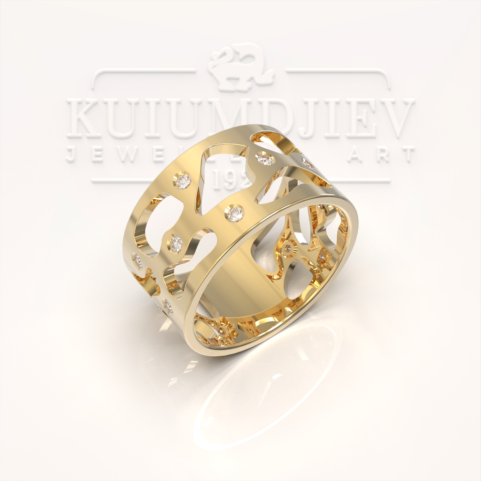 Широка халка с камъни | Kuiumdjiev Jewellery Art | Бижутерия Куюмджиев 1925 Широка халка с камъни