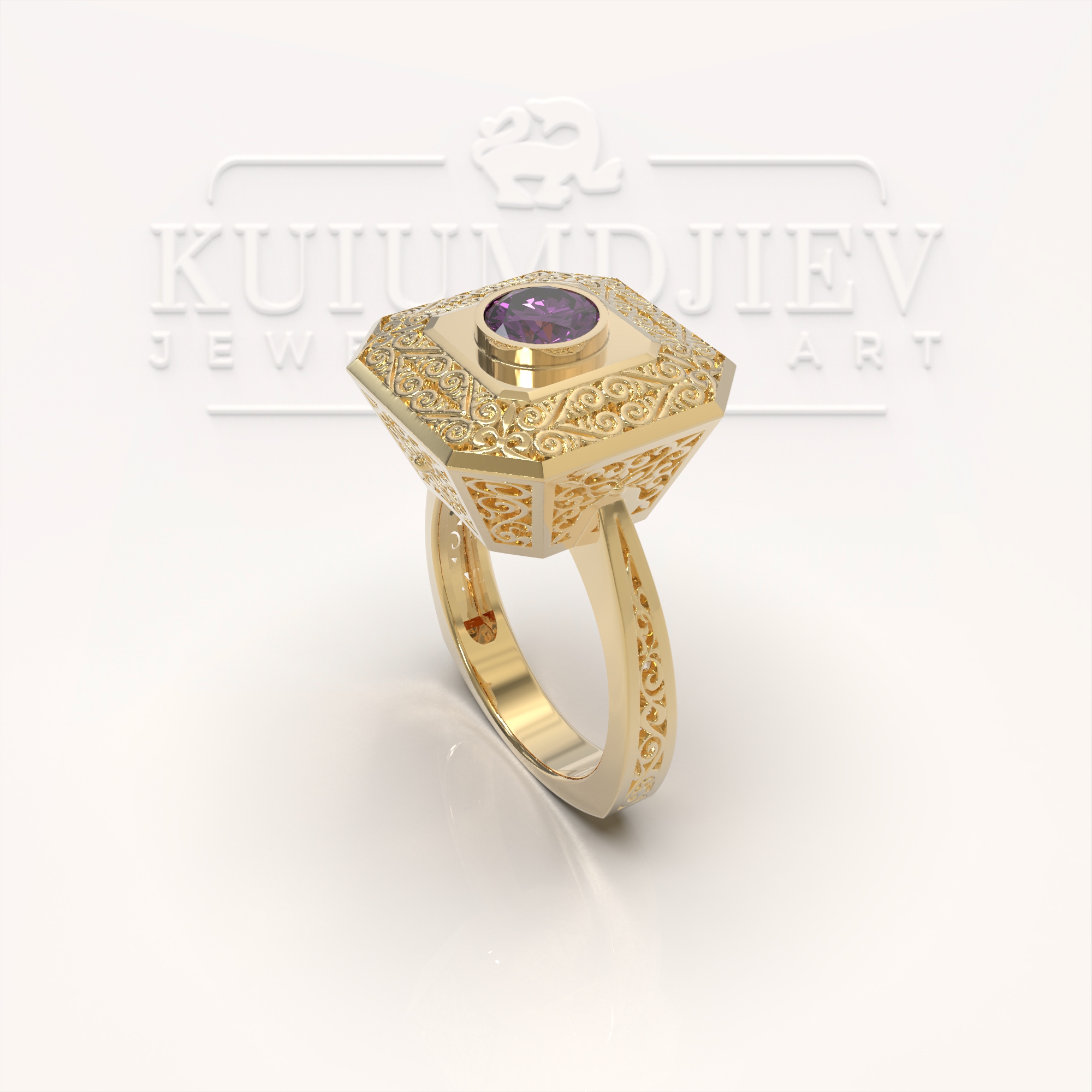 Златен пръстен с аметист - индивидуална поръчка | Kuiumdjiev Jewellery Art | Бижутерия Куюмджиев 1925 Златен пръстен с аметист - индивидуална поръчка