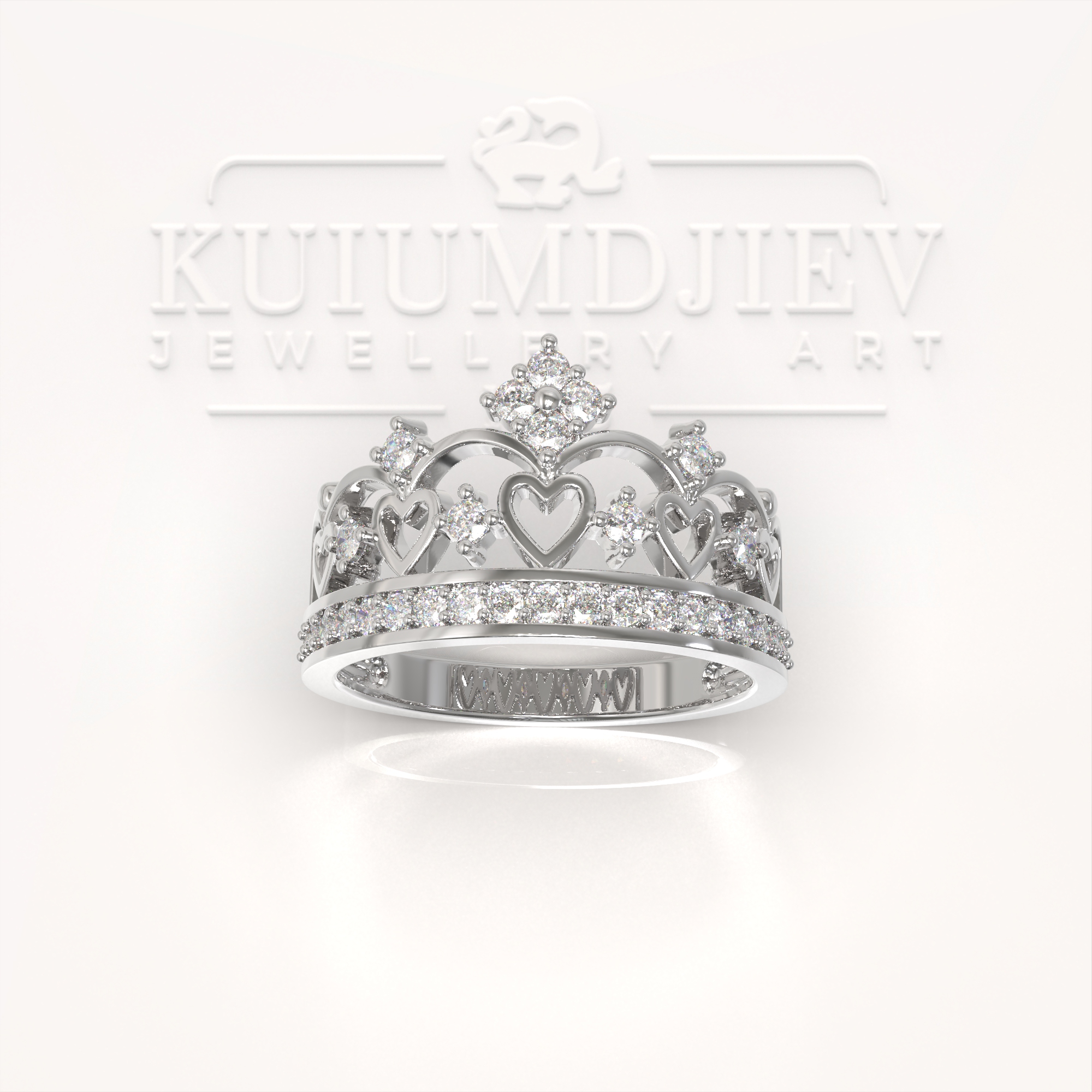 Сребърен пръстен Корона с циркони | Kuiumdjiev Jewellery Art | Бижутерия Куюмджиев 1925 Сребърен пръстен Корона с циркони