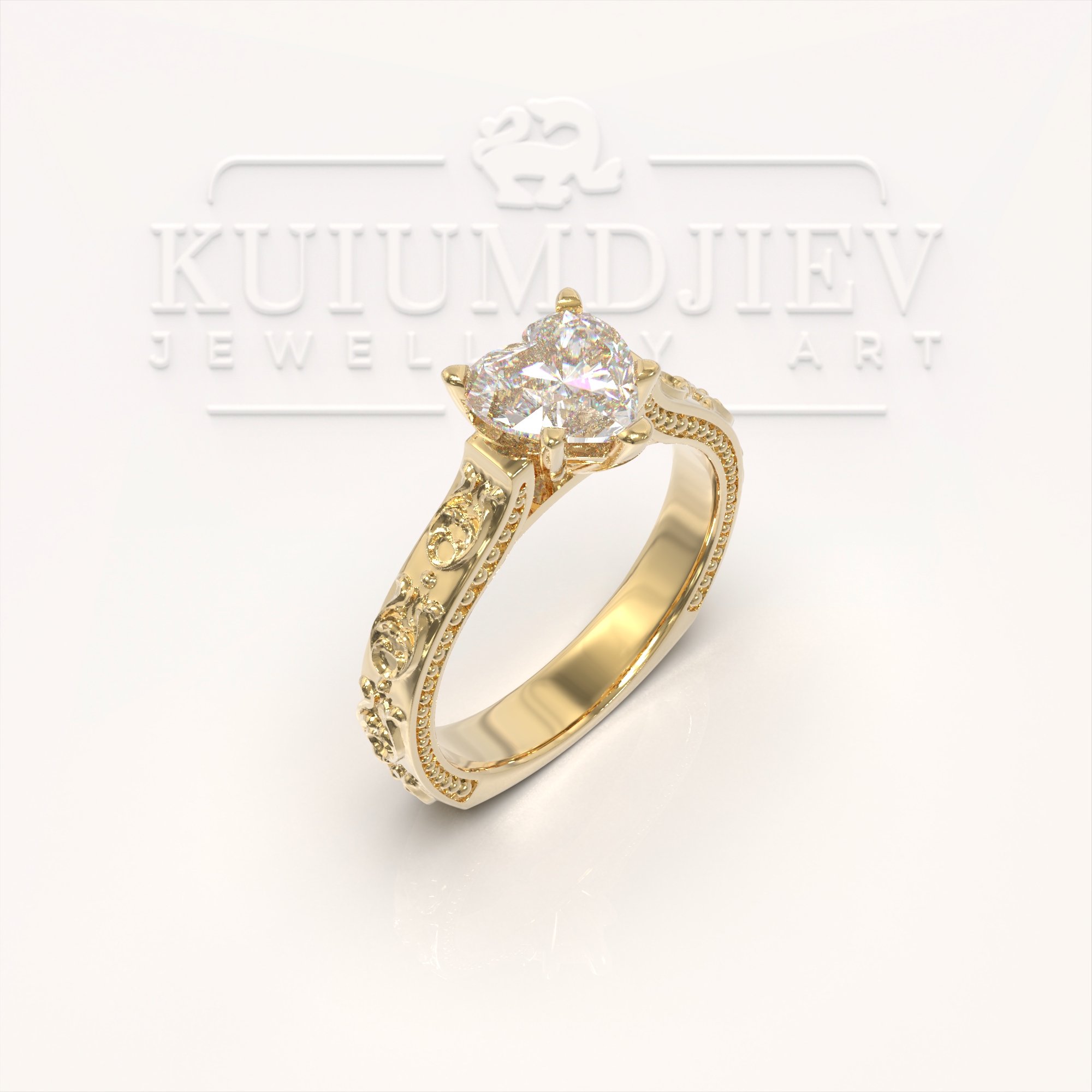 Годежен пръстен с камък Сърце | Kuiumdjiev Jewellery Art | Бижутерия Куюмджиев 1925 Годежен пръстен с камък Сърце